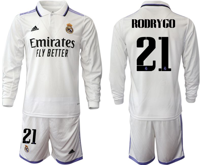 Men 2022-2023 Club Real Madrid home long sleeve white #21 Soccer Jersey